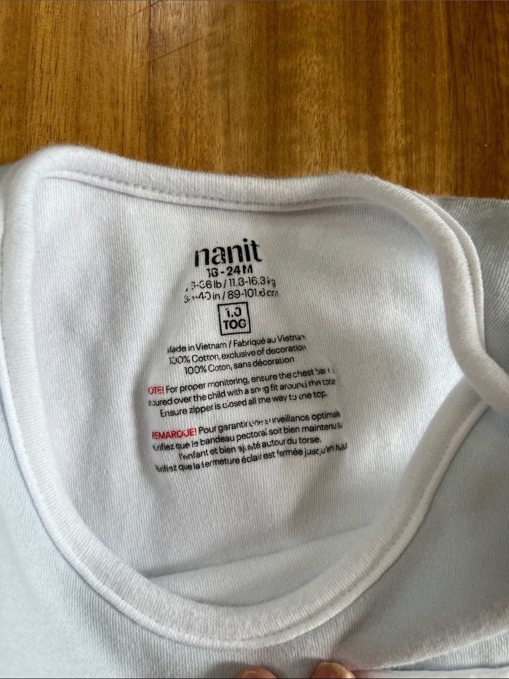 Nanit - light blue Sleep Sack with Black Geometric breathing Band - 18-24 months - Picture 2 of 4